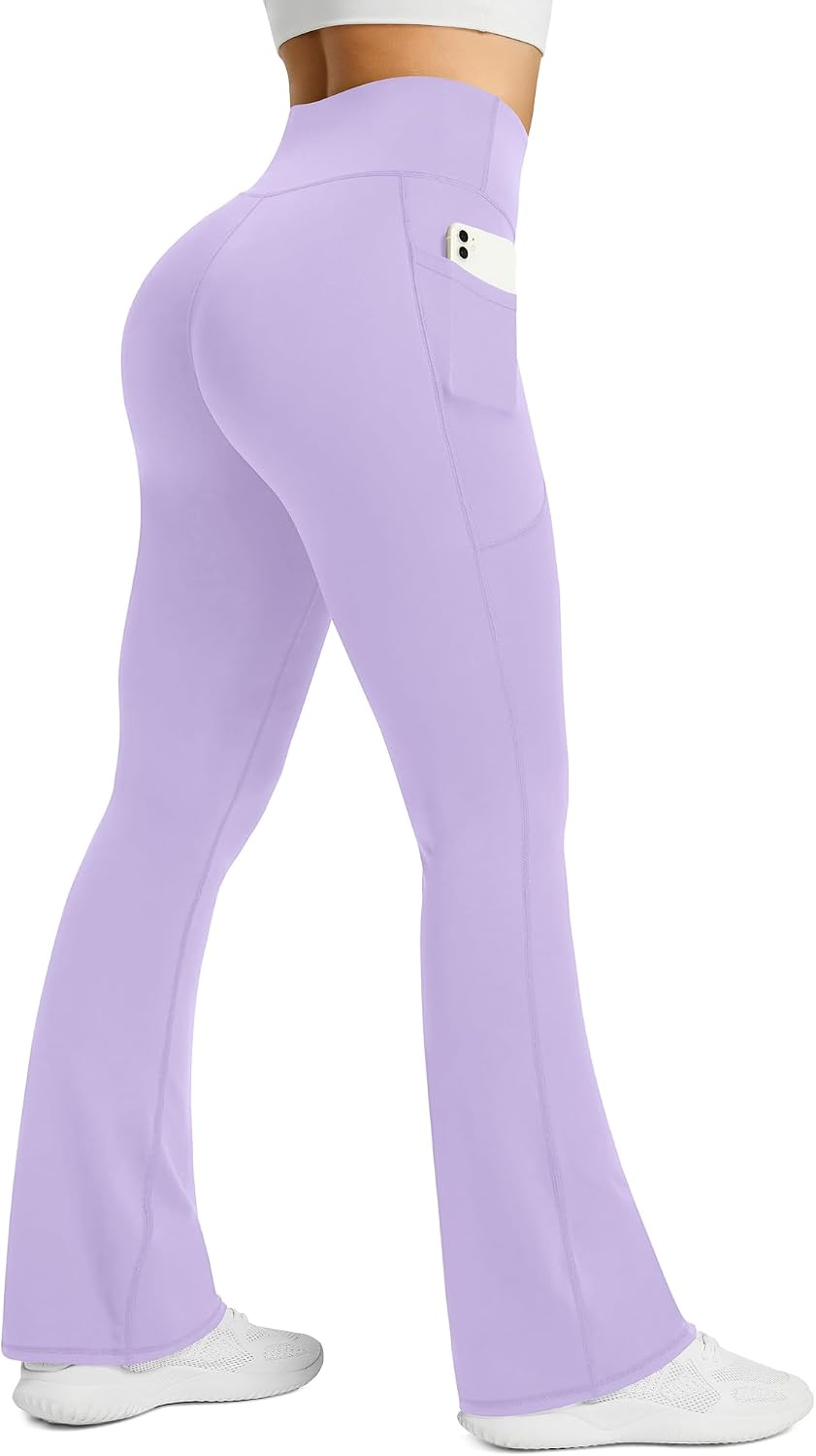 Womens Flared Yoga Pants with Pockets. High Waisted Flare Leggings Bell Bottom Bootcut Yoga Dress Pants Dark Grey