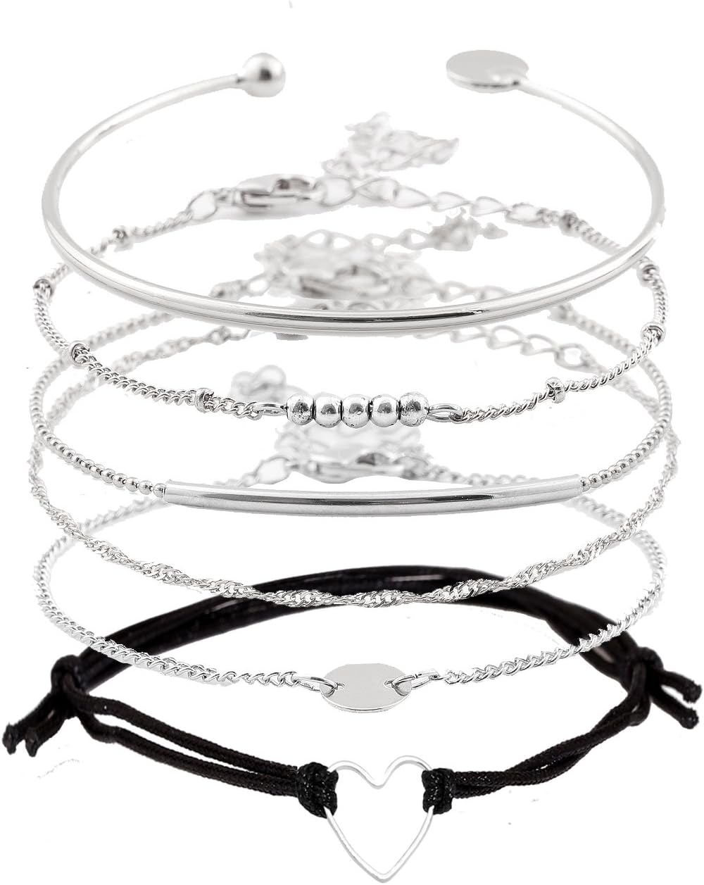 Charm Bracelets Set Bohemian Multiple Layered Beaded Bracelet for Women Delicate Chain Bracelet Bangle Cuff (Multicolor)