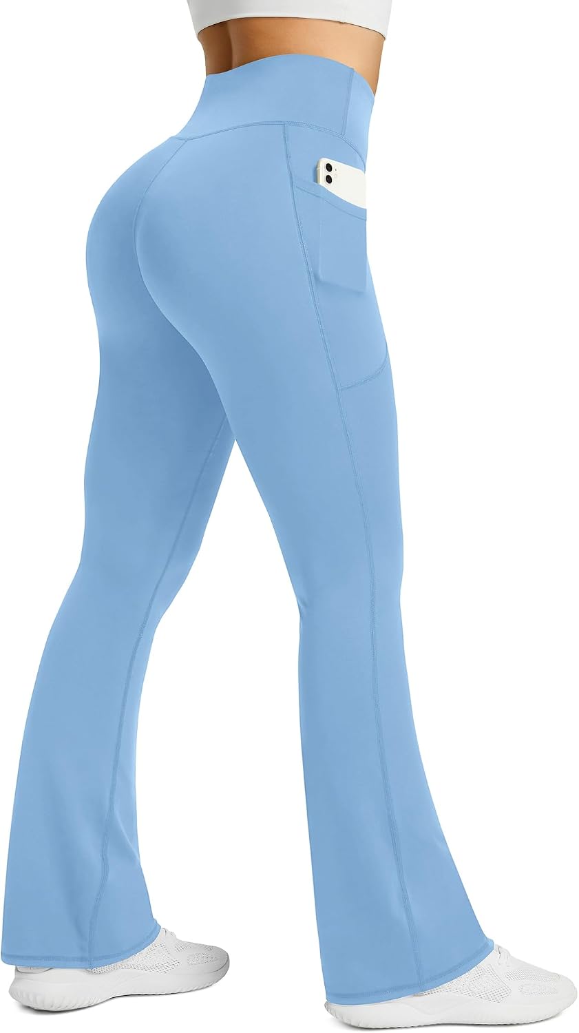 Womens Flared Yoga Pants with Pockets. High Waisted Flare Leggings Bell Bottom Bootcut Yoga Dress Pants Dark Grey