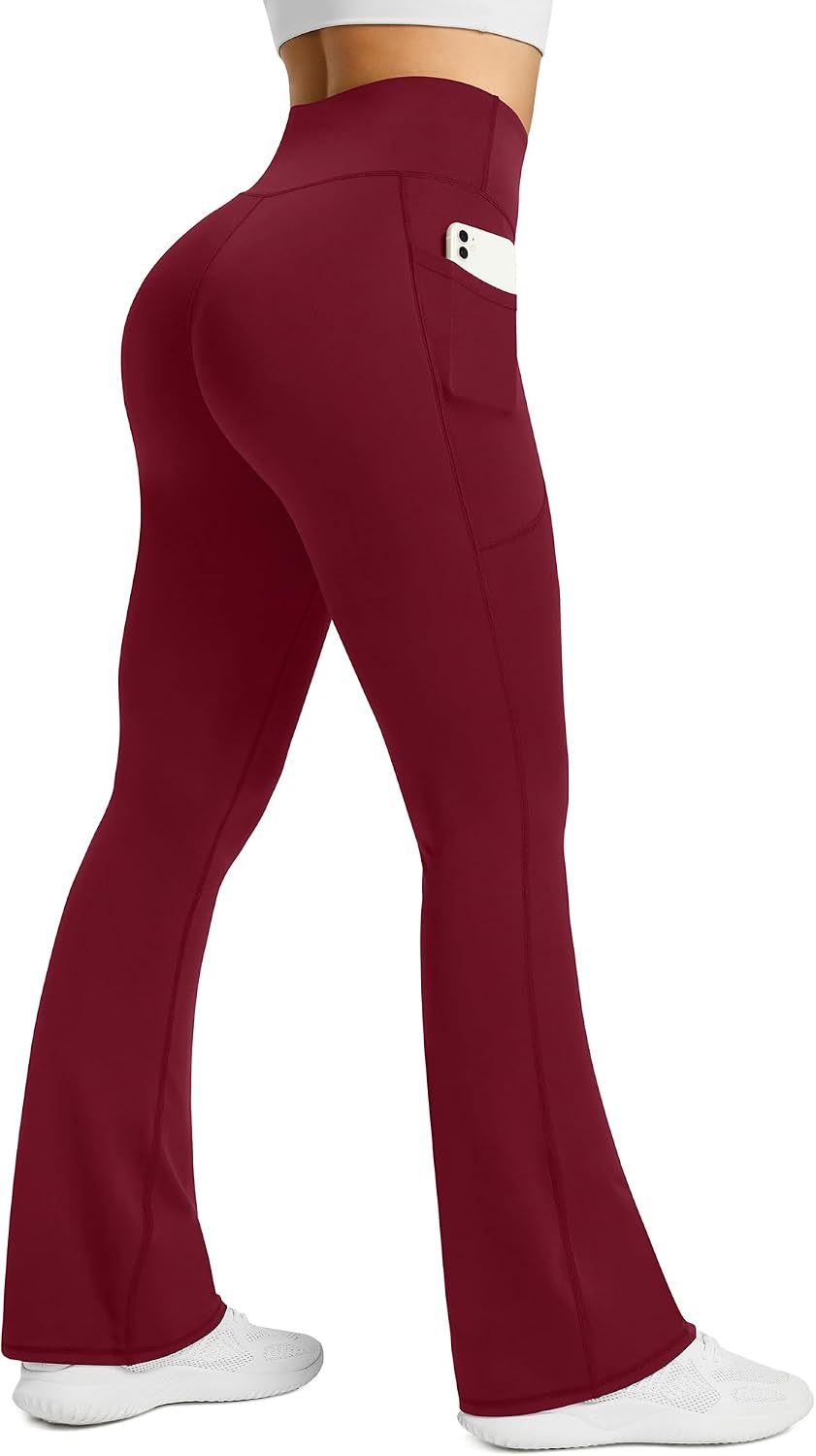 Womens Flared Yoga Pants with Pockets. High Waisted Flare Leggings Bell Bottom Bootcut Yoga Dress Pants Dark Grey