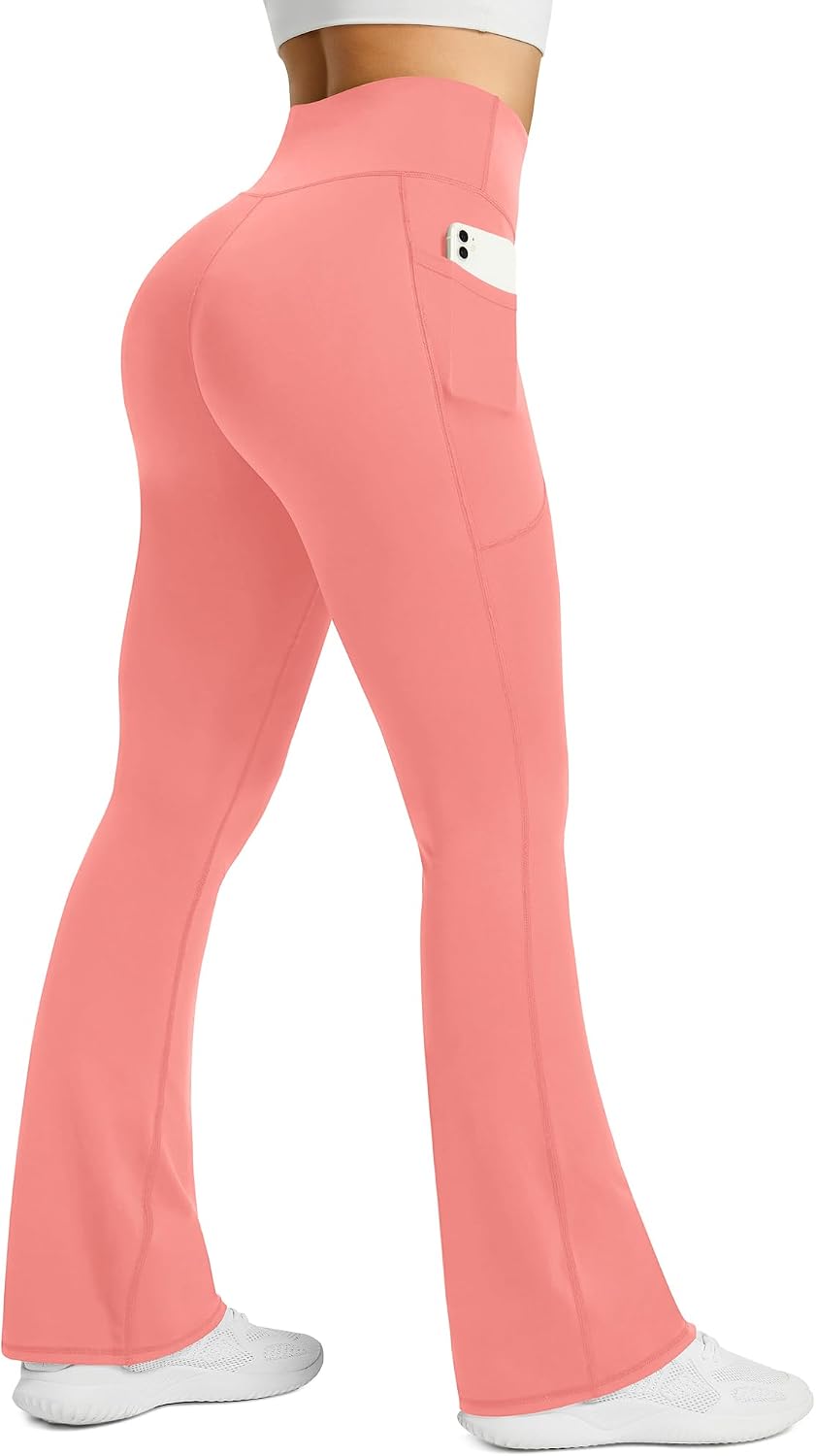 Womens Flared Yoga Pants with Pockets. High Waisted Flare Leggings Bell Bottom Bootcut Yoga Dress Pants Dark Grey