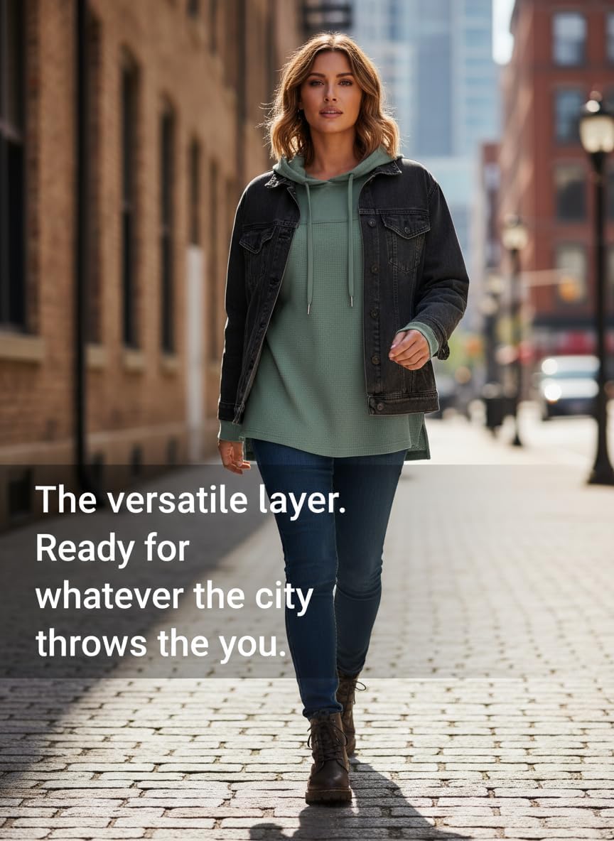 Lightweight Waffle Knit. Trendy Pullover Hooded Tops. Daily Casual. Fashion Clothing. Winter Clothes