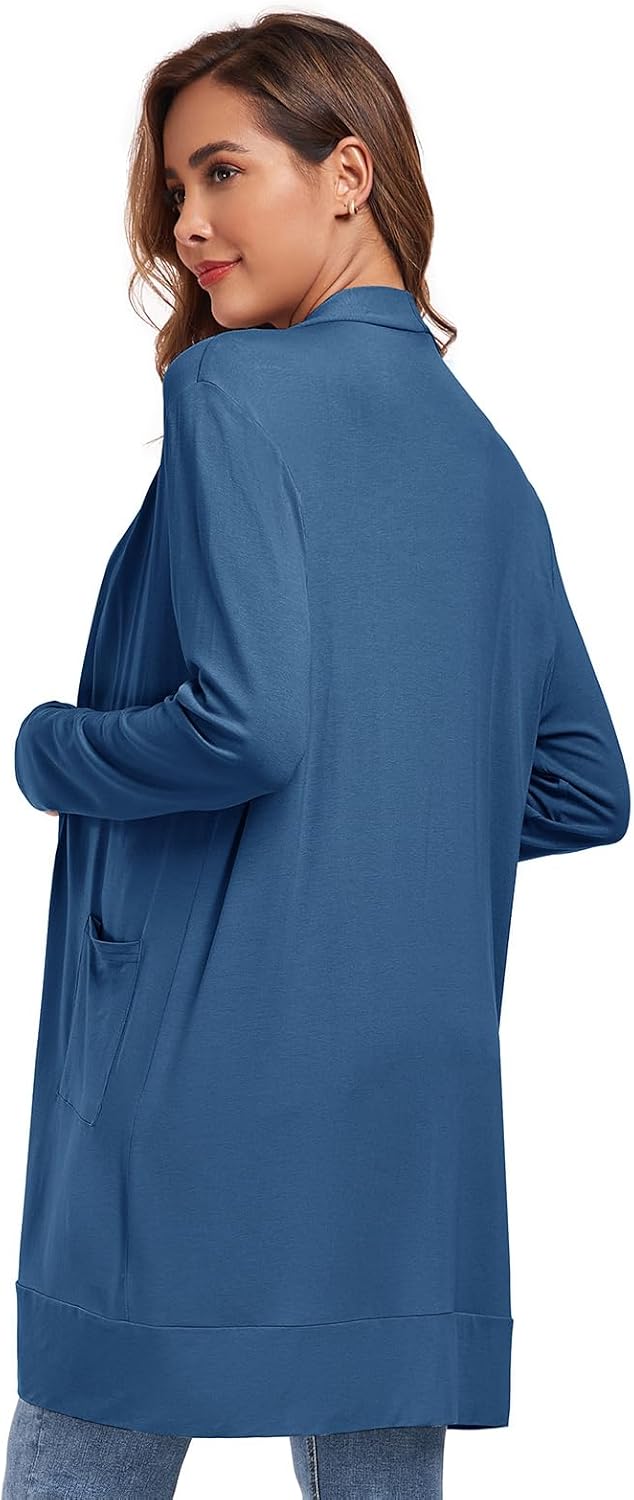 Womens Lightweight Cardigan with Pocket. Long Sleeve Open Front Casual Loose Cardigan