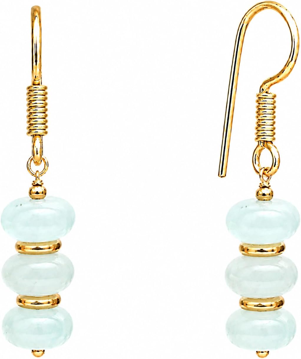 Handmade light green beaded dangle earrings ¡ª natural gemstone drops in soft sage on gold-plated brass. Boho. lightweight.
