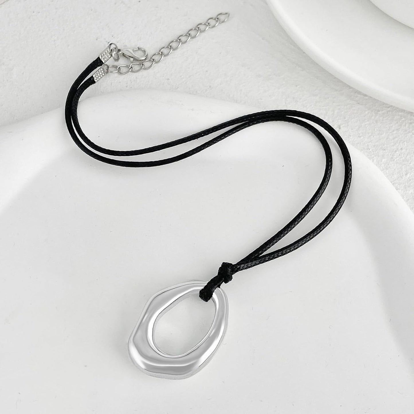 Gold Circle Pendant Chunky Leather Cord Necklace Large Round Pendant Statement Necklace Long Boho Jewelry Western Outfit for Women