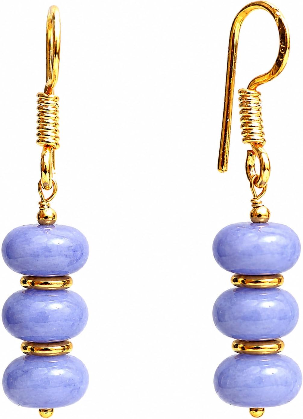 Handmade light green beaded dangle earrings ¡ª natural gemstone drops in soft sage on gold-plated brass. Boho. lightweight.