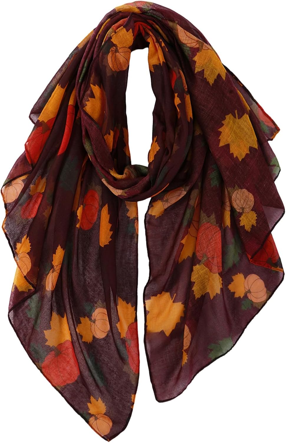 Women Yellow Pumpkin Scarves Maple Leaf Shawl Autumn | Lightweight Cloth for Home Decorations Rustic Accessories