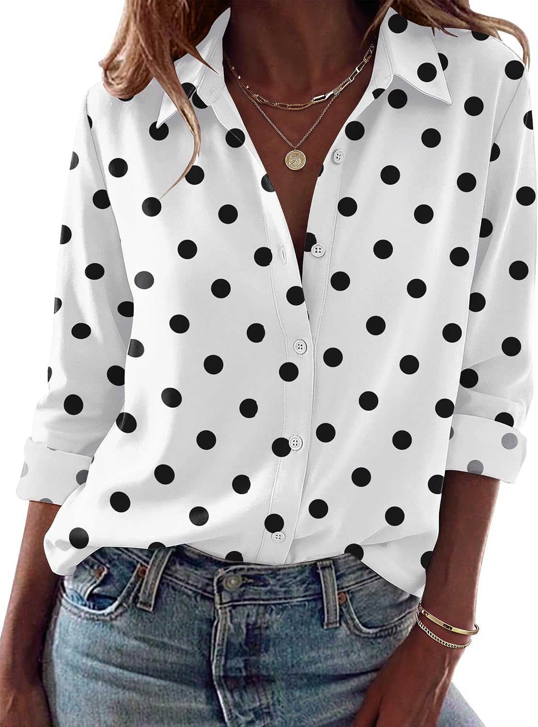 Women Button Down Shirt Dressy Casual Blouses | V Neck Collared Tops. Fall Fashion Clothing Purple