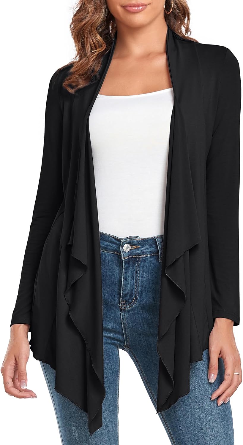 Womens Lightweight Cardigan with Pocket. Long Sleeve Open Front Casual Loose Cardigan