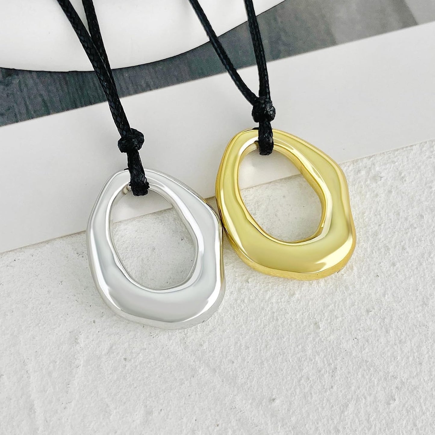 Gold Circle Pendant Chunky Leather Cord Necklace Large Round Pendant Statement Necklace Long Boho Jewelry Western Outfit for Women