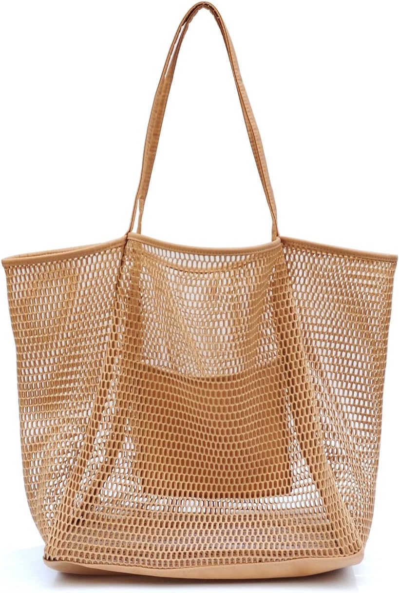 Womens Shoulder Handbag Large Mesh Beach Tote