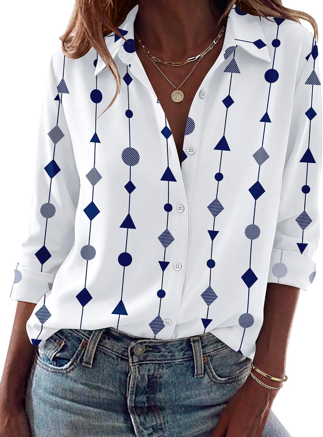 Women Button Down Shirt Dressy Casual Blouses | V Neck Collared Tops. Fall Fashion Clothing Purple