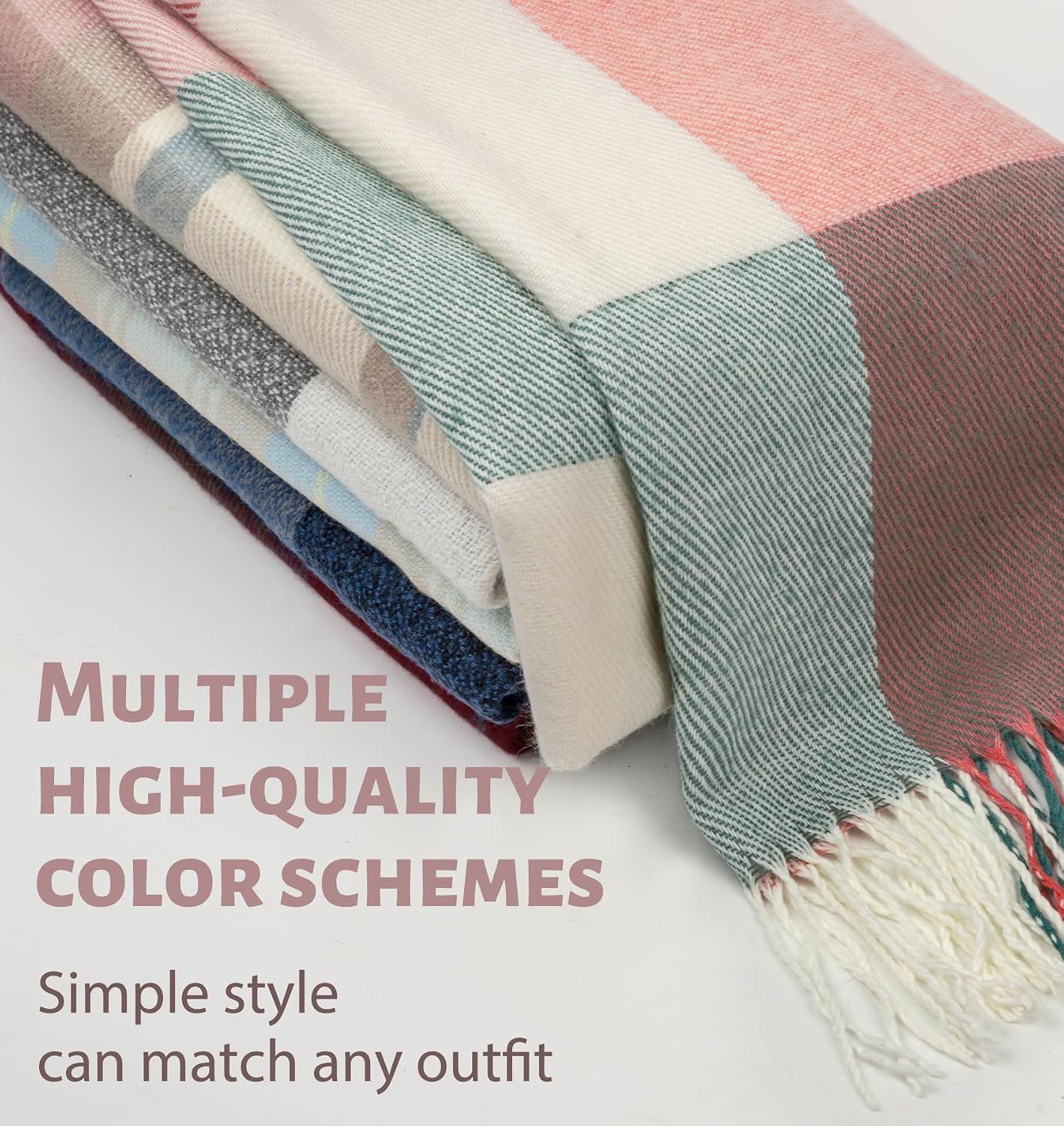 Women Long Plaid Scarves Ladies Gifts | Warm Cashmere-Like Softness. Chic Plaid Design. Versatile Wrap Shawl. Oversized Blanket Scarf.