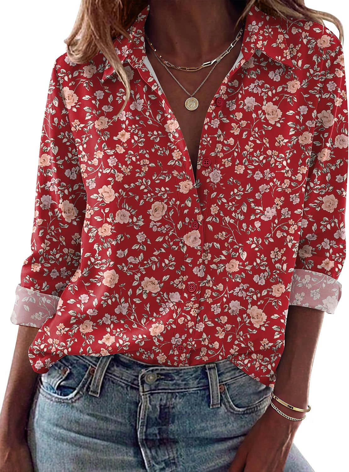 Women Button Down Shirt Dressy Casual Blouses | V Neck Collared Tops. Fall Fashion Clothing Purple