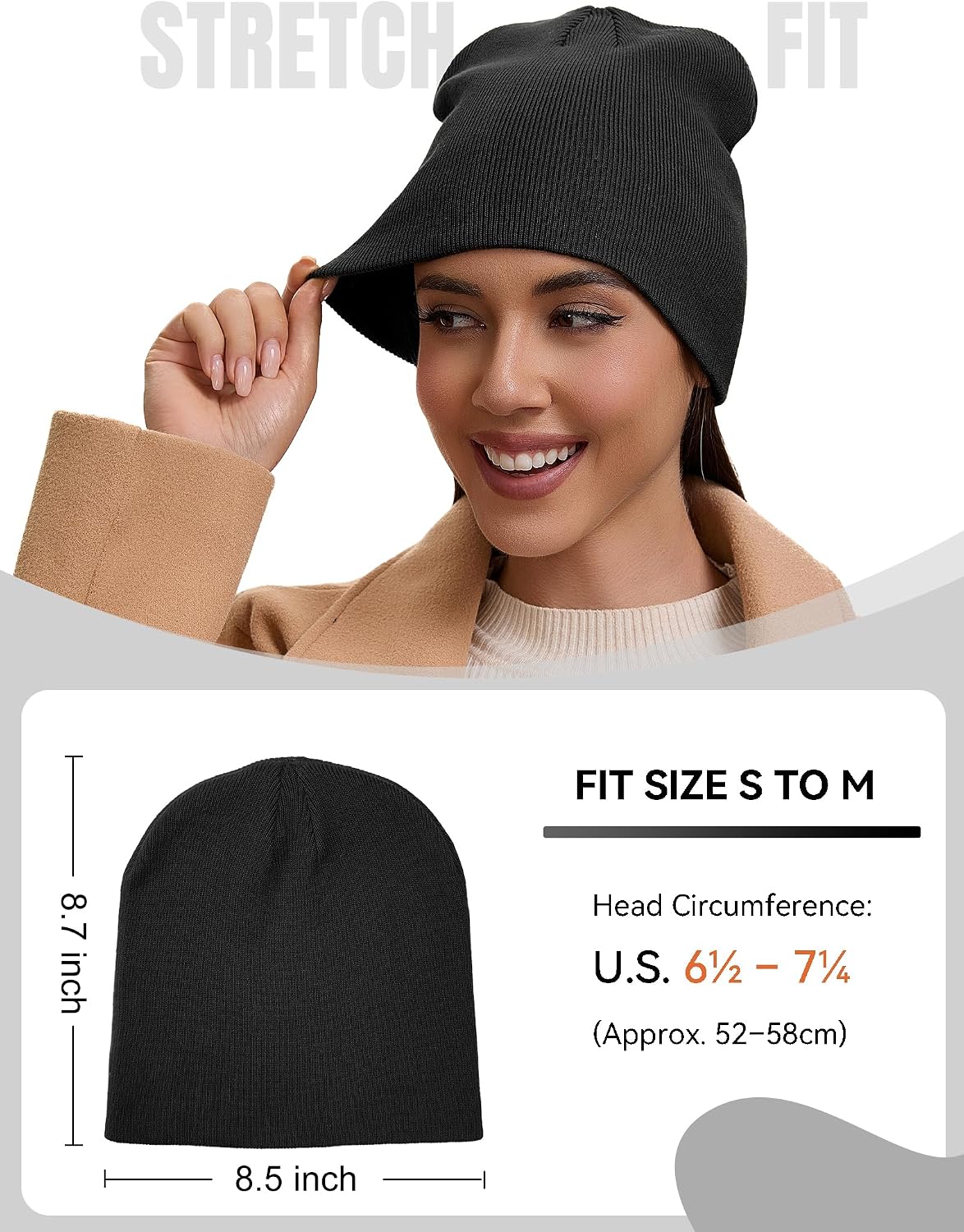 Soft Cuffless Knit Cap. Black | Double Layer Breathable Fisherman Skull Cap. Spring Fall Daily Casual Outdoor Wear.