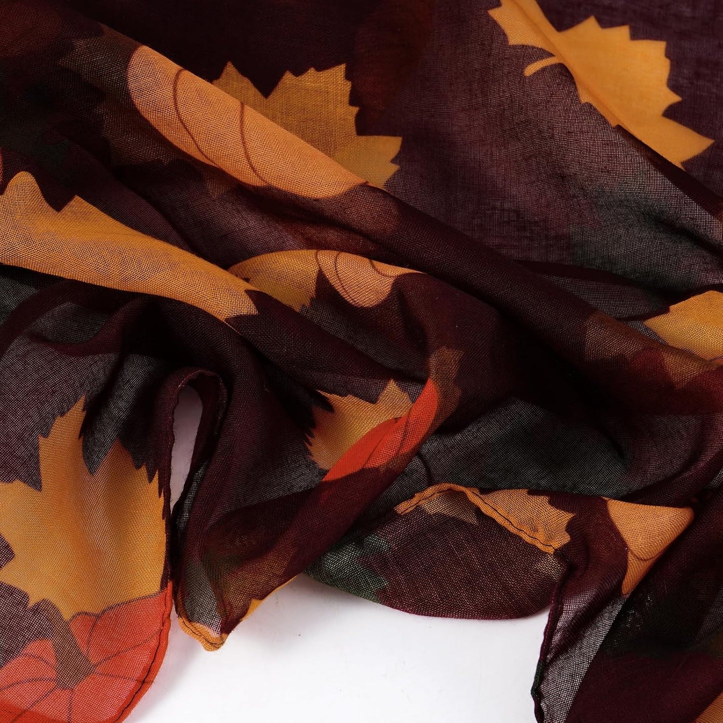 Women Yellow Pumpkin Scarves Maple Leaf Shawl Autumn | Lightweight Cloth for Home Decorations Rustic Accessories