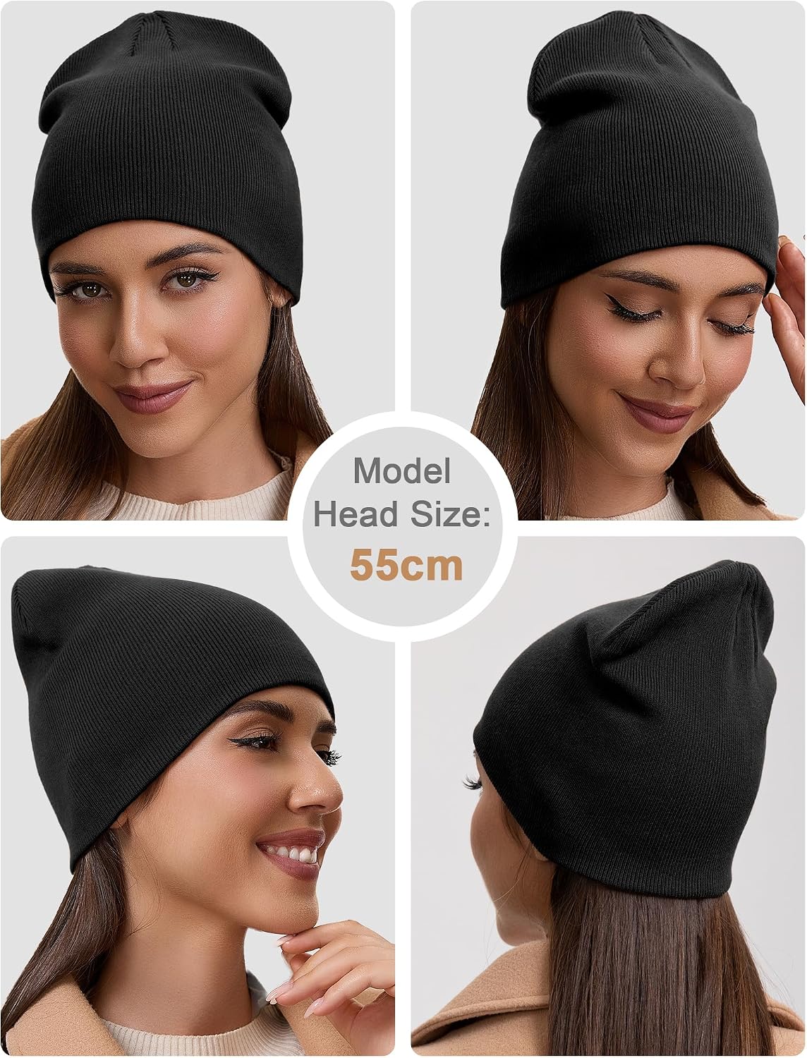 Soft Cuffless Knit Cap. Black | Double Layer Breathable Fisherman Skull Cap. Spring Fall Daily Casual Outdoor Wear.
