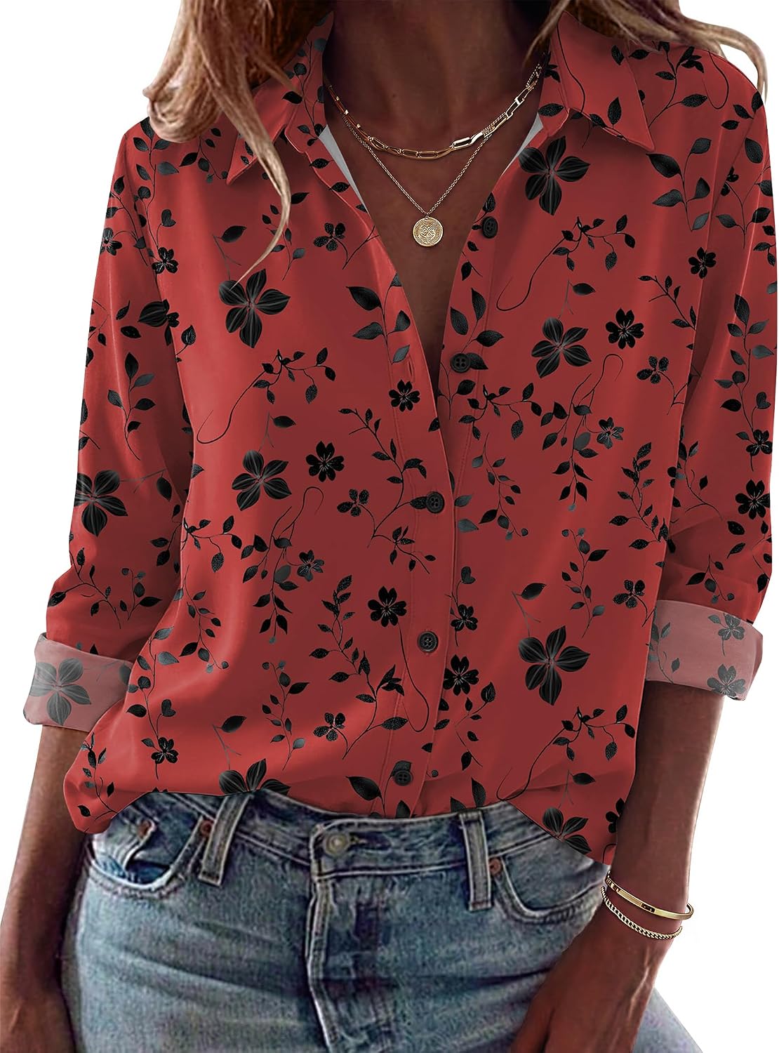 Women Button Down Shirt Dressy Casual Blouses | V Neck Collared Tops. Fall Fashion Clothing Purple