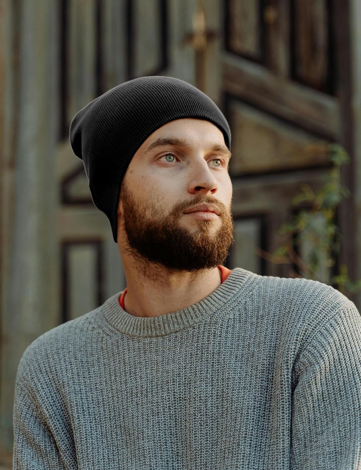 Soft Cuffless Knit Cap. Black | Double Layer Breathable Fisherman Skull Cap. Spring Fall Daily Casual Outdoor Wear.