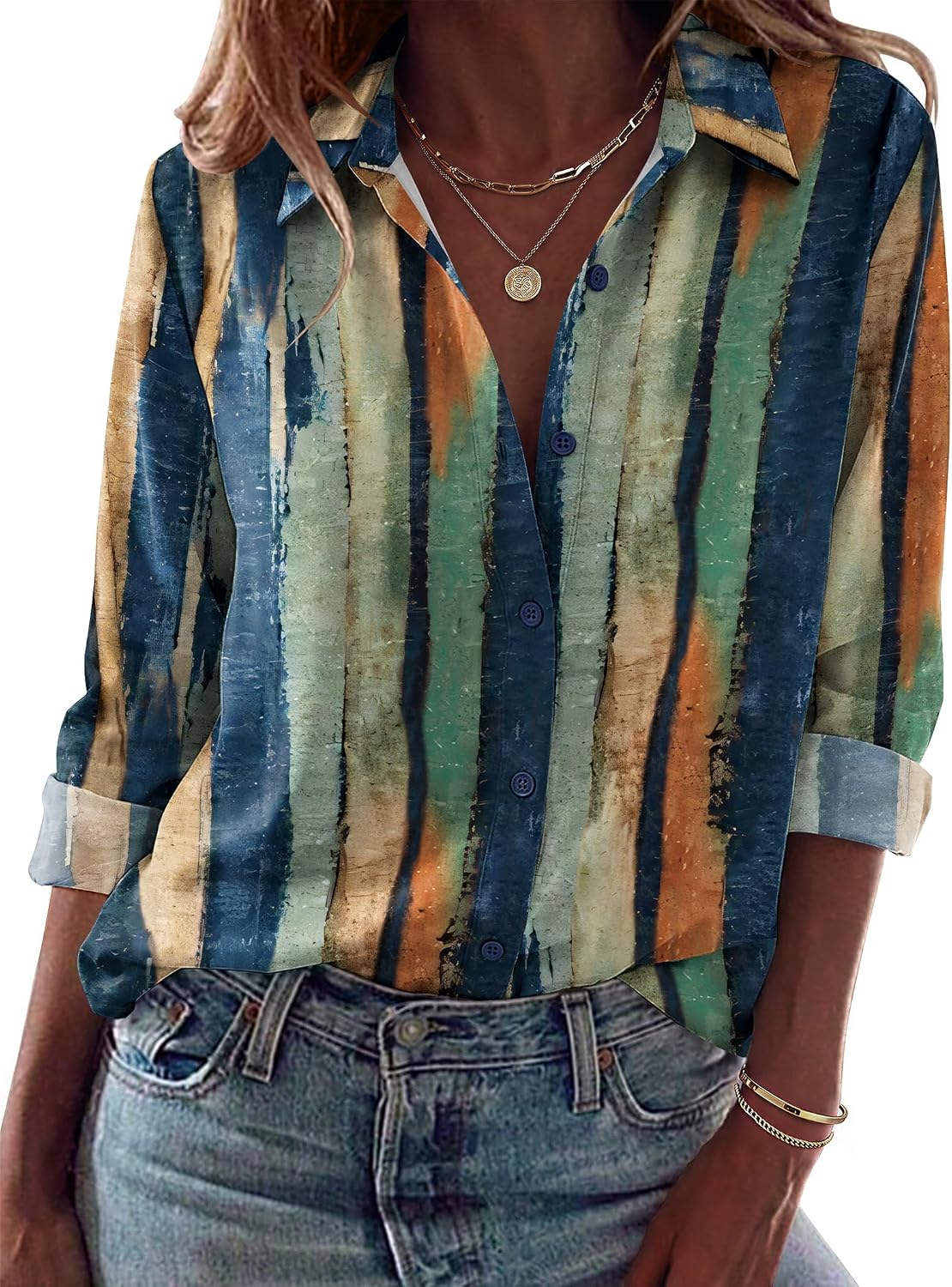 Women Button Down Shirt Dressy Casual Blouses | V Neck Collared Tops. Fall Fashion Clothing Purple