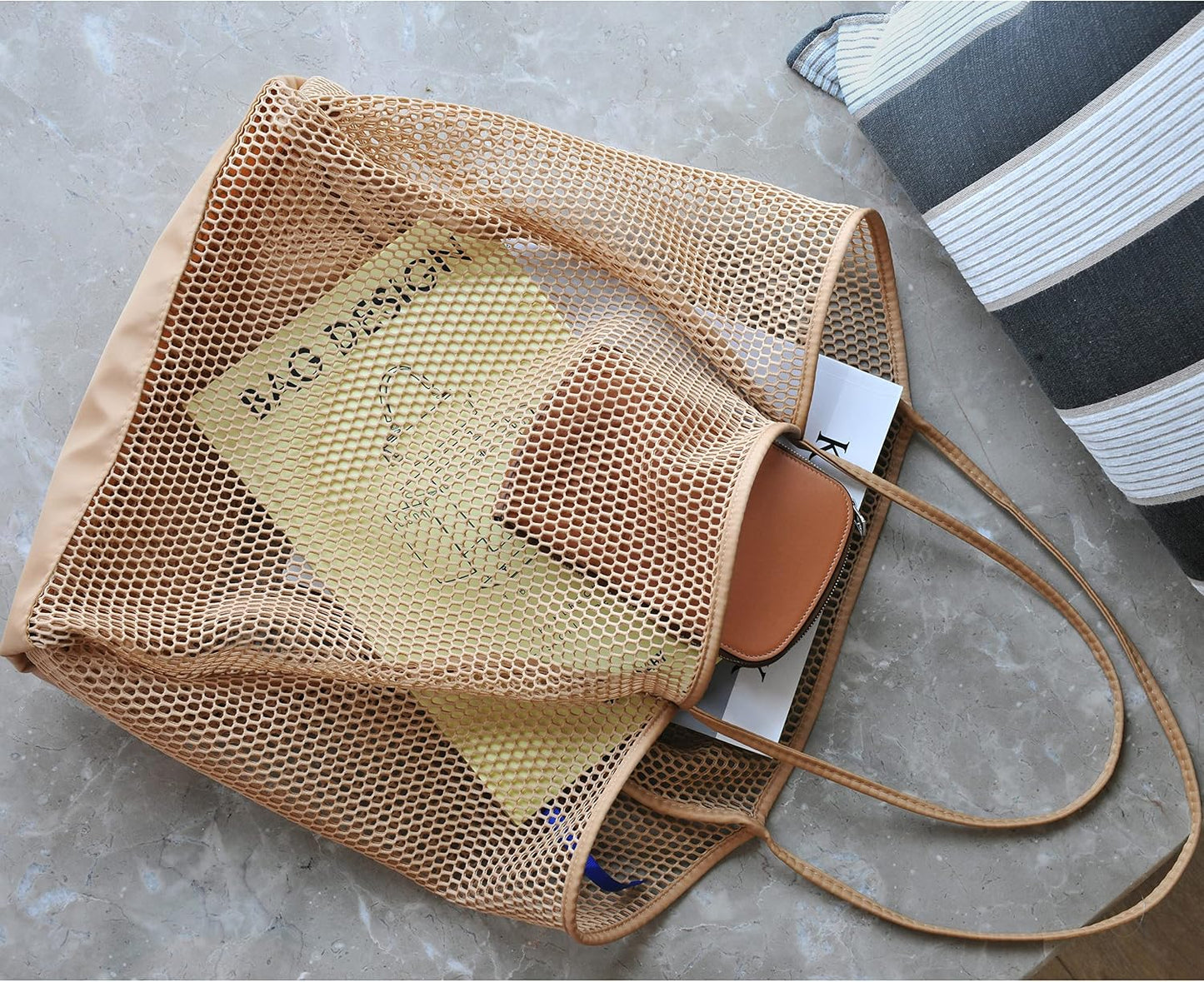 Womens Shoulder Handbag Large Mesh Beach Tote