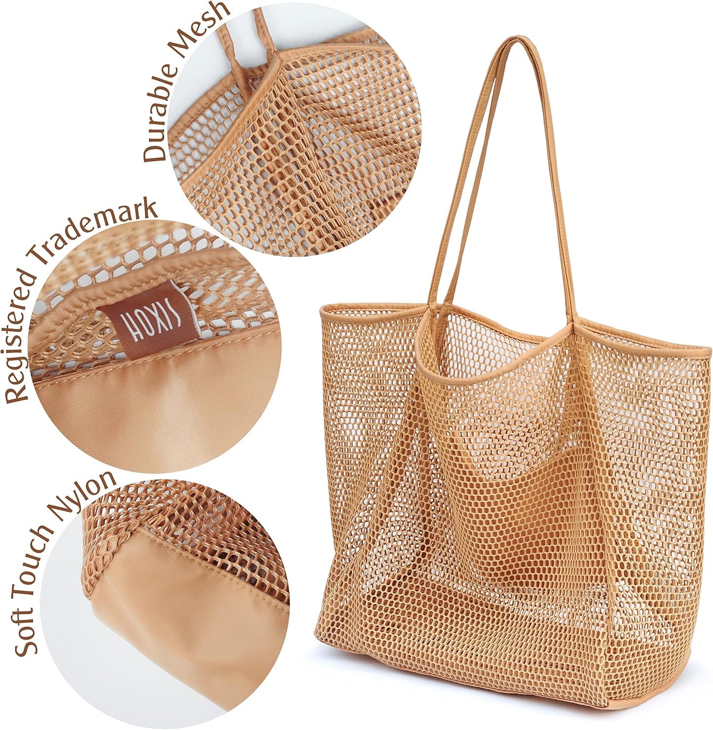 Womens Shoulder Handbag Large Mesh Beach Tote